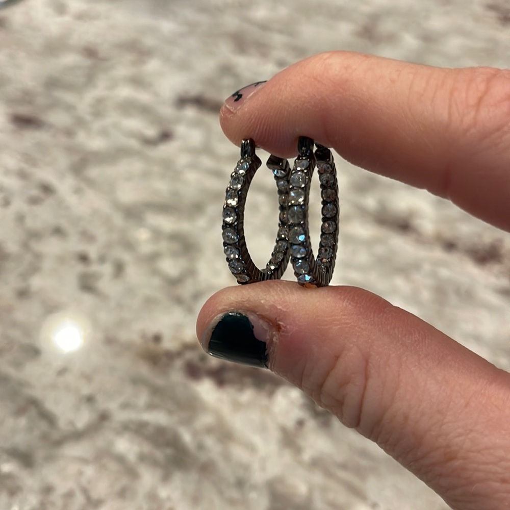 Charcoal rhinestone circle earrings